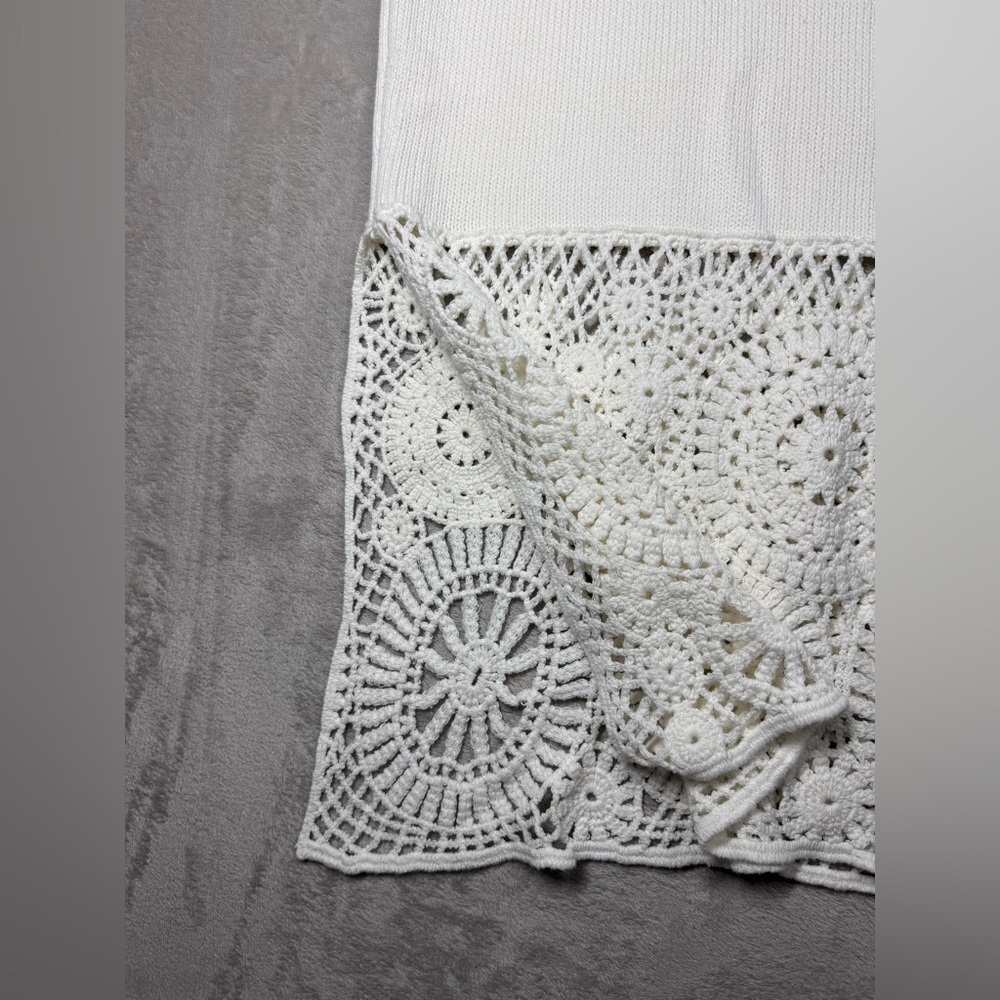 Anthropologie House of Harlow Crochet 100% Cotton Boho Midi Off White Skirt XS - Picture 6 of 16
